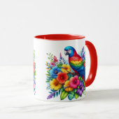 Mug Coupe colorée de design de perroquets (Devant droit)