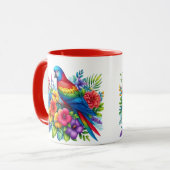 Mug Coupe colorée de design de perroquets (Devant gauche)