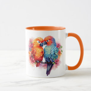 Mug Coupe colorée de design de perroquets.