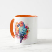 Mug Coupe colorée de design de perroquets. (Devant gauche)