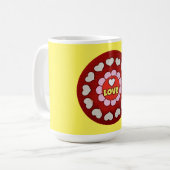 Mug Coupe d'amour du coeur rouge rétro jaune (Devant gauche)