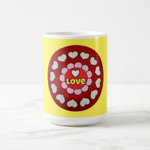 Mug Coupe d'amour du coeur rouge rétro jaune