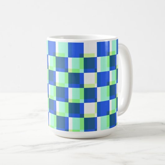 Mug Coupe d'art Carré bleu et Turquoise rétro (Devant droit)