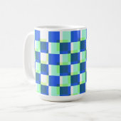 Mug Coupe d'art Carré bleu et Turquoise rétro (Devant gauche)