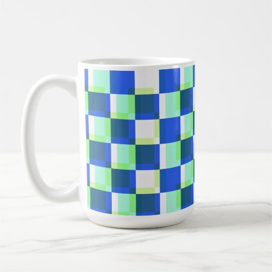 Mug Coupe d'art Carré bleu et Turquoise rétro (Gauche)