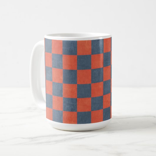 Mug Coupe d'art Carré rouge et bleu de style Denim (Devant gauche)