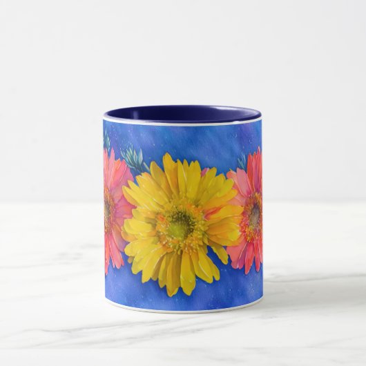 Mug Coupe d'art de la musique à trois fleurs marguerit (Centre)