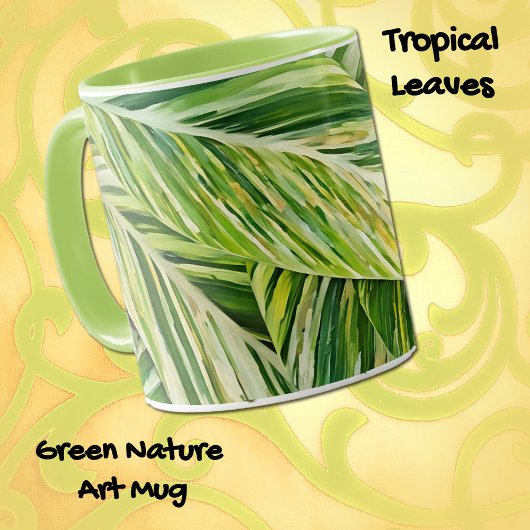 Mug Coupe d'art de la nature verte Feuille tropicale