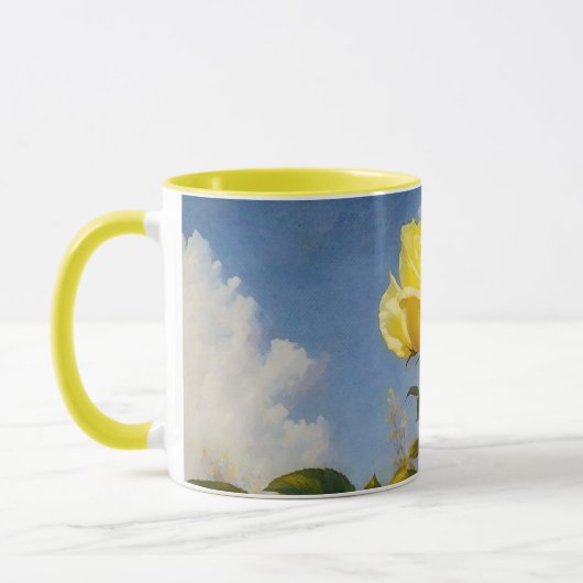 Mug Coupe d'art des fleurs de rose jaune (Gauche)