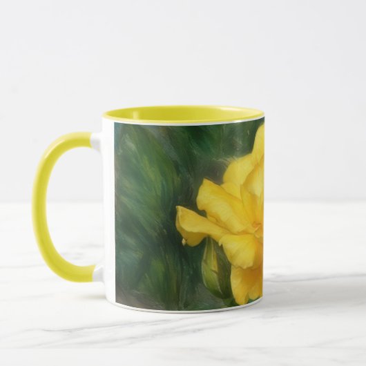 Mug Coupe d'art des fleurs de rose jaune (Gauche)