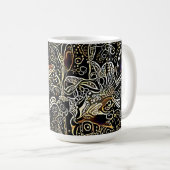 Mug Coupe d'art floral noir et or (Devant droit)