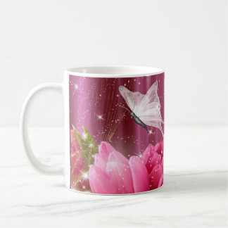 Mug Coupe de café aux fleurs et papillons