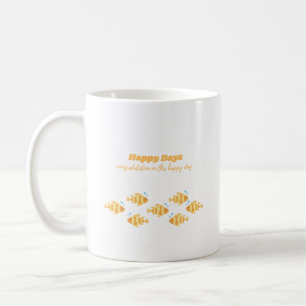 Mug Coupe De Café Avec "Joyeux Jour" Lettrant Poisson