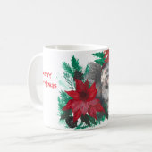 Mug Coupe de café café thé de Noël Poinsettia mignonne (Devant gauche)