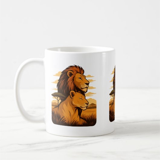 Mug Coupe de café de lion de protection - lion et lion (Gauche)