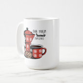 Mug Coupe De Café Festif Avec Soins De Vacances Affich (Devant gauche)