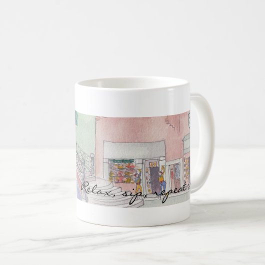 Mug Coupe de café "Relax, sip, Repeate" (Devant droit)