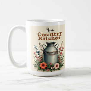 Mug Coupe de café rustique avec canettes et fleurs de