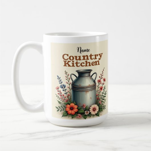 Mug Coupe de café rustique avec canettes et fleurs de (Gauche)