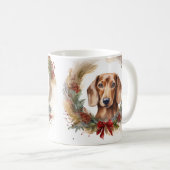 Mug Coupe de fête de la couronne de Noël de Dachshund (Devant droit)