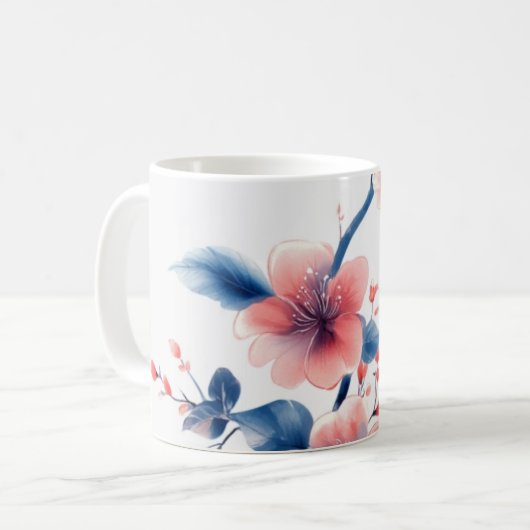 Mug Coupe de motif de fleurs (Devant gauche)