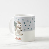 Mug Coupe de neige d'ours polaire mignonne Nom du dess (Devant gauche)