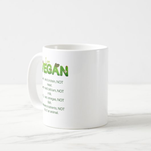 Mug Coupe de slogan végétalien. (Devant gauche)