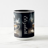 Mug Coupe de squelette avec nom Halloween (Centre)