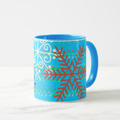 Mug Coupe d'hiver Art Noël Musique Aqua Blue Snow (Devant droit)