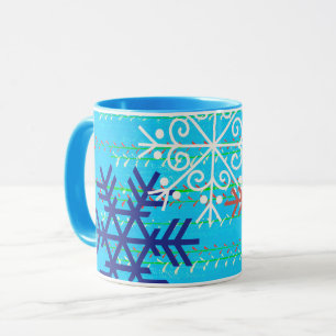 Mug Coupe d'hiver Art Noël Musique Aqua Blue Snow