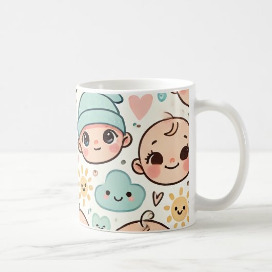 Mug Coupe d'illustration du visage de bébé mignon (Droite)