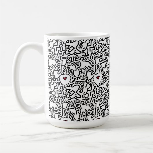 Mug Coupe doodle au coeur rouge - Keith Haring inspiré (Gauche)