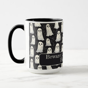 Mug Coupe Éffrayante Fantômes noir et blanc Halloween