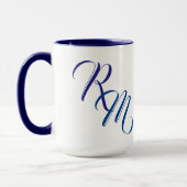 Mug Coupe initiale du Monogramme bleu personnalisé (Gauche)