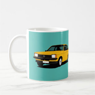 Mug Coupé jaune d'Opel Kadett - deux images