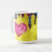 Mug Coupe jaune et taches de léopard (Devant gauche)