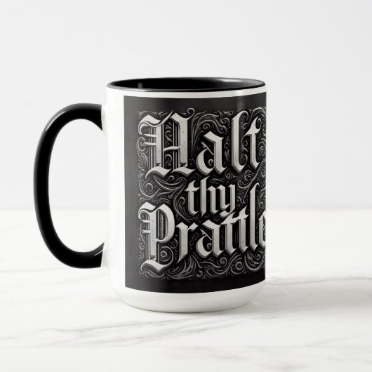 Mug Coupe médiévale de café-mug ‘Halt ThPrattle’ (Gauche)