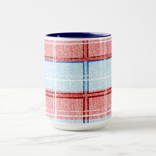 Mug Coupe rouge, blanche et bleue Plaid (Centre)