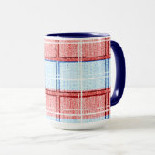 Mug Coupe rouge, blanche et bleue Plaid (Devant droit)