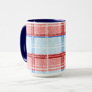 Mug Coupe rouge, blanche et bleue Plaid