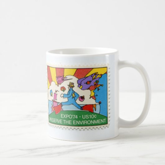 Mug Coupe vintage de café Timbre Postage (Droite)
