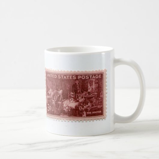 Mug Coupe vintage de café Timbre Postage (Droite)