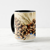 Mug Coupe Vintage de pinecone bleue (Devant gauche)