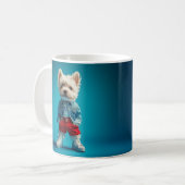 Mug Coupe Westie stylish en Denim et Basket (Devant gauche)