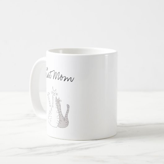 Mug Couper Gris Blanc Tablette Chats Maman (Devant gauche)