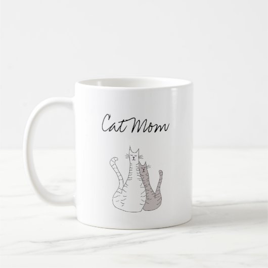 Mug Couper Gris Blanc Tablette Chats Maman (Gauche)