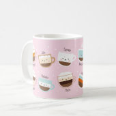 Mug Coupes de café mignonnes sur rose clair (Devant gauche)