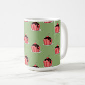 Mug Coupes de crème glacée rose sur vert (Devant droit)