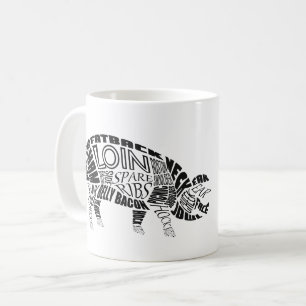 Mug Coupes de porc typogramme Word Cloud