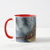 Mug Couple cardinal d'oiseaux sur une clôture Coupe de (Gauche)